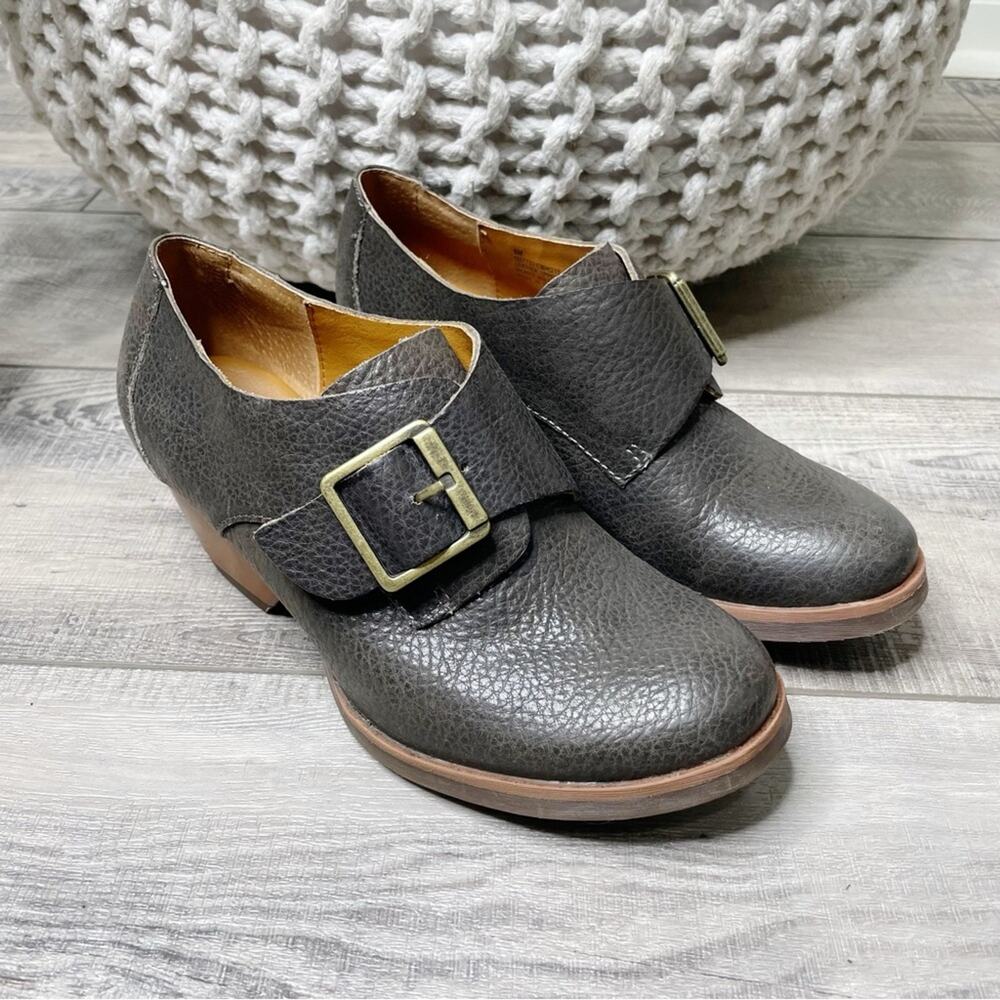 Korks by Kork Ease Nanda Pebbled Leather Monk Strap Shooties Ash Brown Size 6M